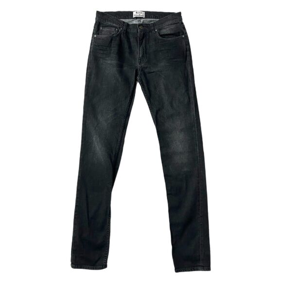 Acne Studios Men's Ace Damage Slim Jeans Washed Black Size 33x34 - Picture 1 of 5